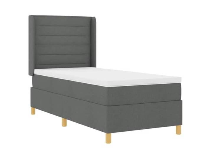 KKgypkn Boxspringbett 90x200 Grau mit Kopfteil, verstellbares Kopfteil, Taschenfederkernmatratze, Lattenrost, Stoffbezug, mittelfeste Schaumstoffmatratze, 90 x 200 cm