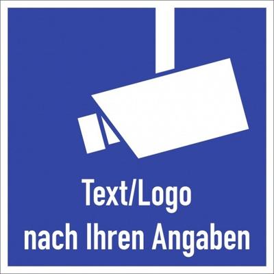 Dreifke® Schild, Video-Infozeichen - Text und/oder Logo nach Ihren Angaben, Alu, 180x180 mm