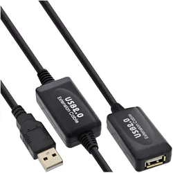 InLine USB 2.0 Aktiv-Verlaengerung 25m mit Signalverstaerkung / Repeater Stecker A an Buchse A 25m (USB 2.0), USB Kabel