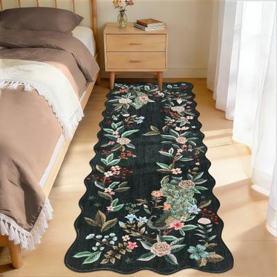 Garvee Scalloped Peacock Floral Area Rug
