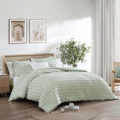 Swift Home Tufted Pom Pom Microfiber 3-Piece Comforter Set - Soft, Cozy, Pastel Colors