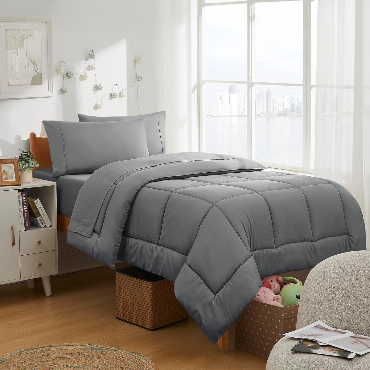 Grijs Beddengoed Set Twin XL voor Studentenkamers