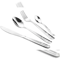 cofi1453® 30 teilig Besteckset Elegant-Design langlebig Messer Gabel Löffel Teelöffel Mirror Motiv 4