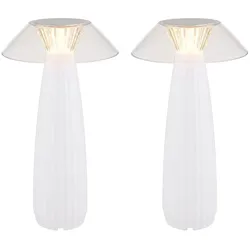 2x LED Tischleuchte Tischlampe Wohnzimmerlampe Touchdimmer Weiß matt Ø 15,5 cm
