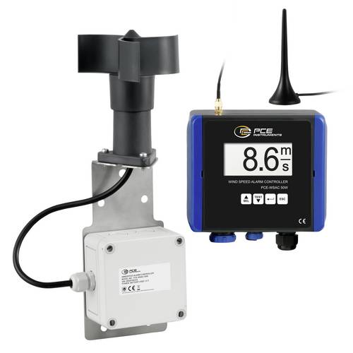 PCE Instruments Anemometer PCE-WSAC 50W 24 Messbereich 4...180 km/h|mph|m/s |24V DC |Funkübertragung |Alarmrelais |IP65