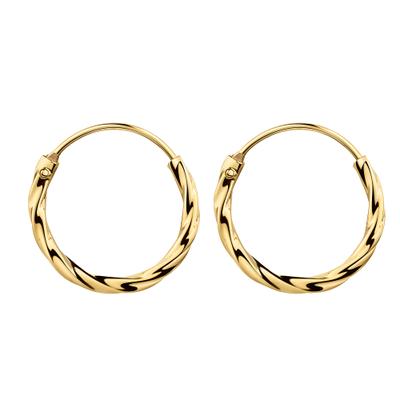 Paar Creolen FIRETTI "Schmuck Geschenk Silber 925 Ohrschmuck Ohrringe gedrehte Optik", gold (gelbgoldfarben), Ohrringe, Damen, 15mm, Silber 925 (Sterlingsilber)