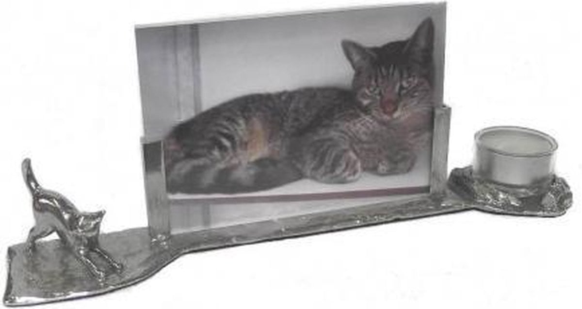 Fotolijst met poes en waxinehouder