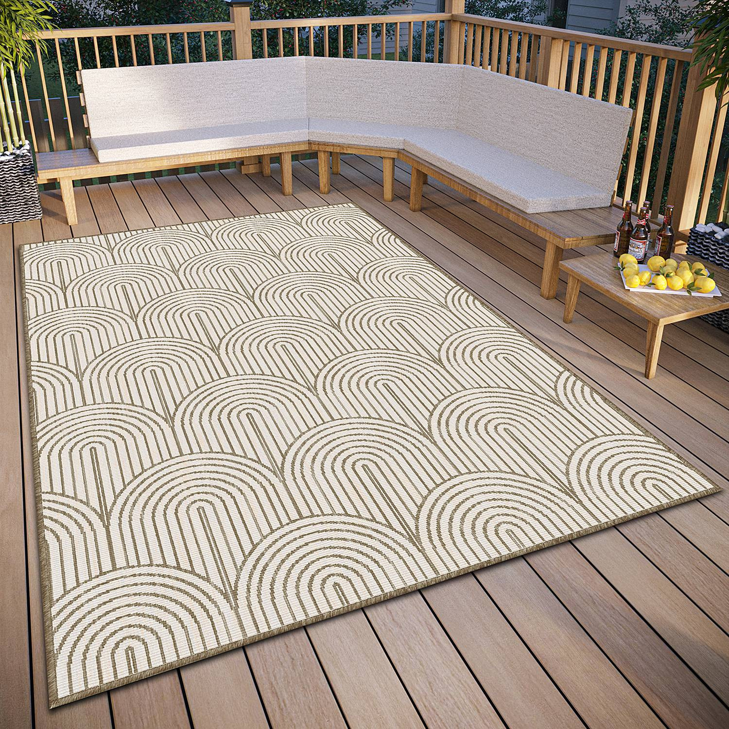 home24 In- & outdoorvloerkleed beige/wit, 200 x 290 cm