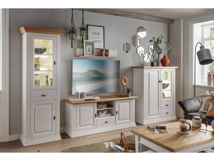 Wohnwand I 'Jale' Kiefer & Eiche massiv WZ-0622