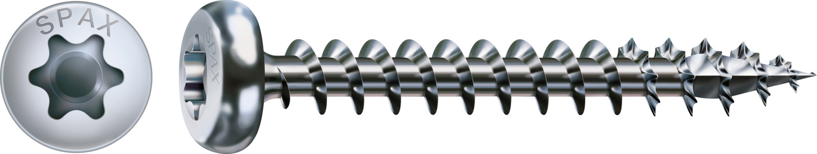 SPAX Universalschraube, Vollgewinde, Halbrundkopf, T-STAR plus T15, 4CUT, WIROX 0201010350255