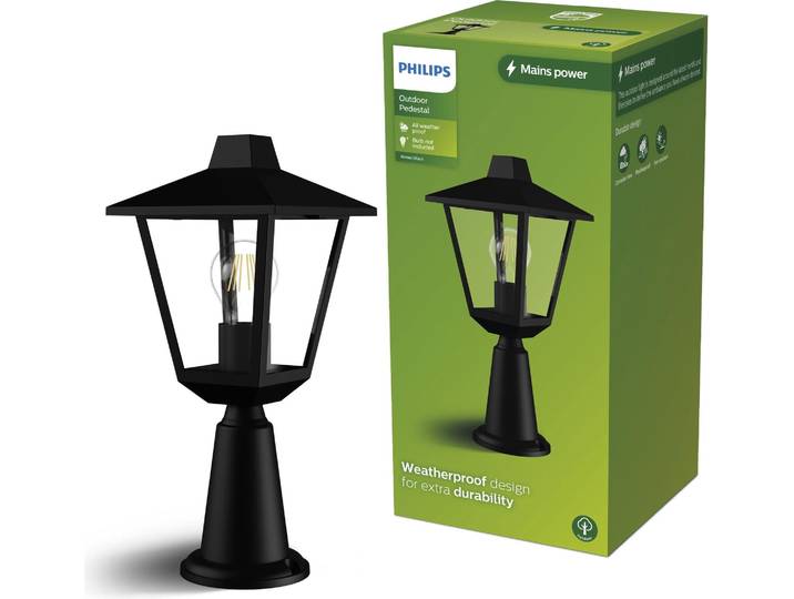 Philips Lampadaires / chemins lumineux Kinno\, 25 W\, E27\, sans ampoule\, Borne d'extérieur\, Noir\, Métal\, IP44\, Jardin\, Terrasse\, I