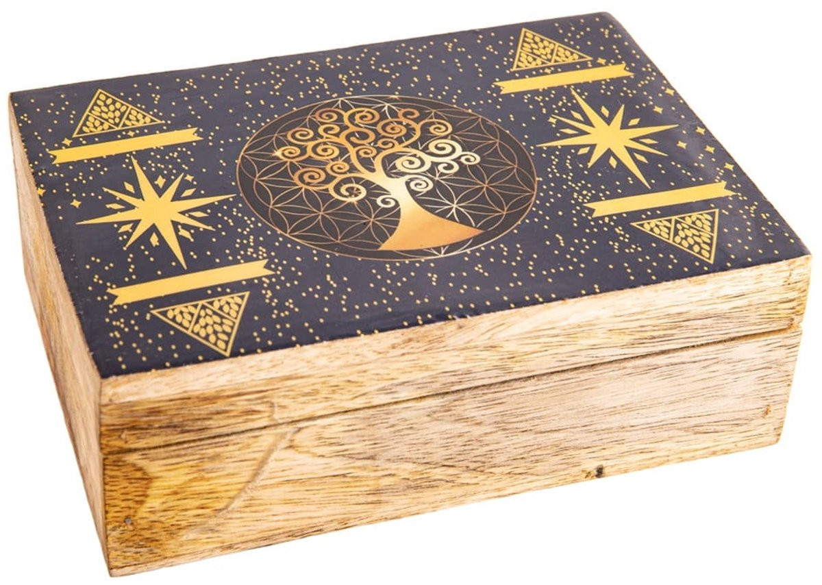 Fantasy houten doos met Levensboom voor volwassenen