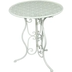 Balkontisch Beistelltisch altweiß Bistrotisch kleiner Gartentisch Metalltisch Kaffeetisch, Metall, DxH 60 x 70 cm
