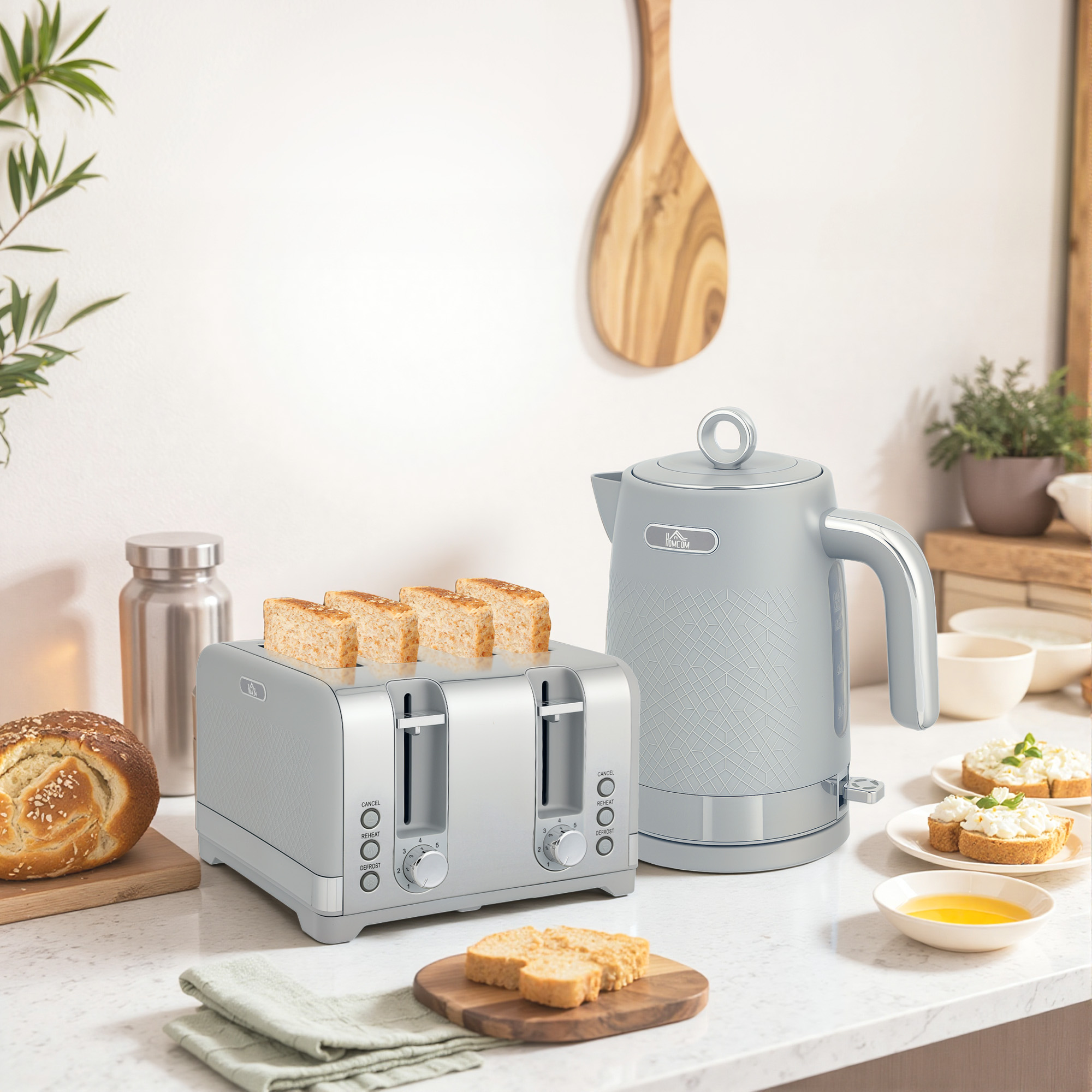 Homcom Set bollitore e tostapane, bollitore rapido 1,7 L 2200 W con termostato   Aosom Italy
