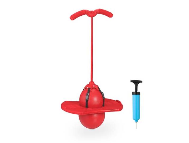 Relaxdays Pogo Ball pour Enfants\, jusqu'à 100 kg\, Jouet d'extérieur\, Rouge balle avec poignées\, 74 x 39 x 29 cm