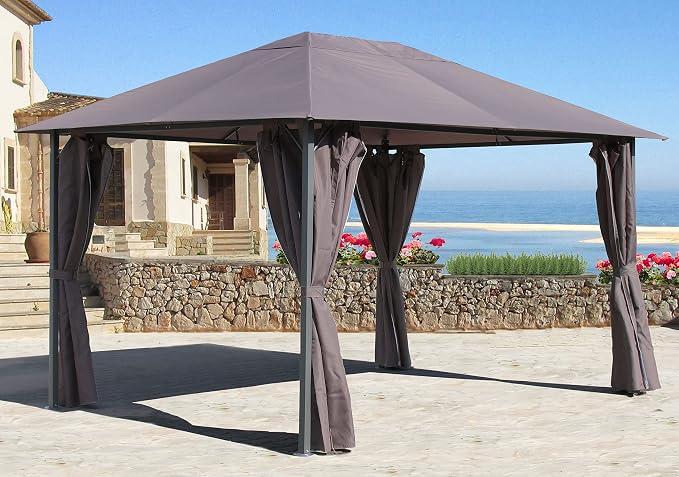 Metall Garten Pavillon Nizza 3x4m Taupe mit 4 Seitenteilen Partyzelt