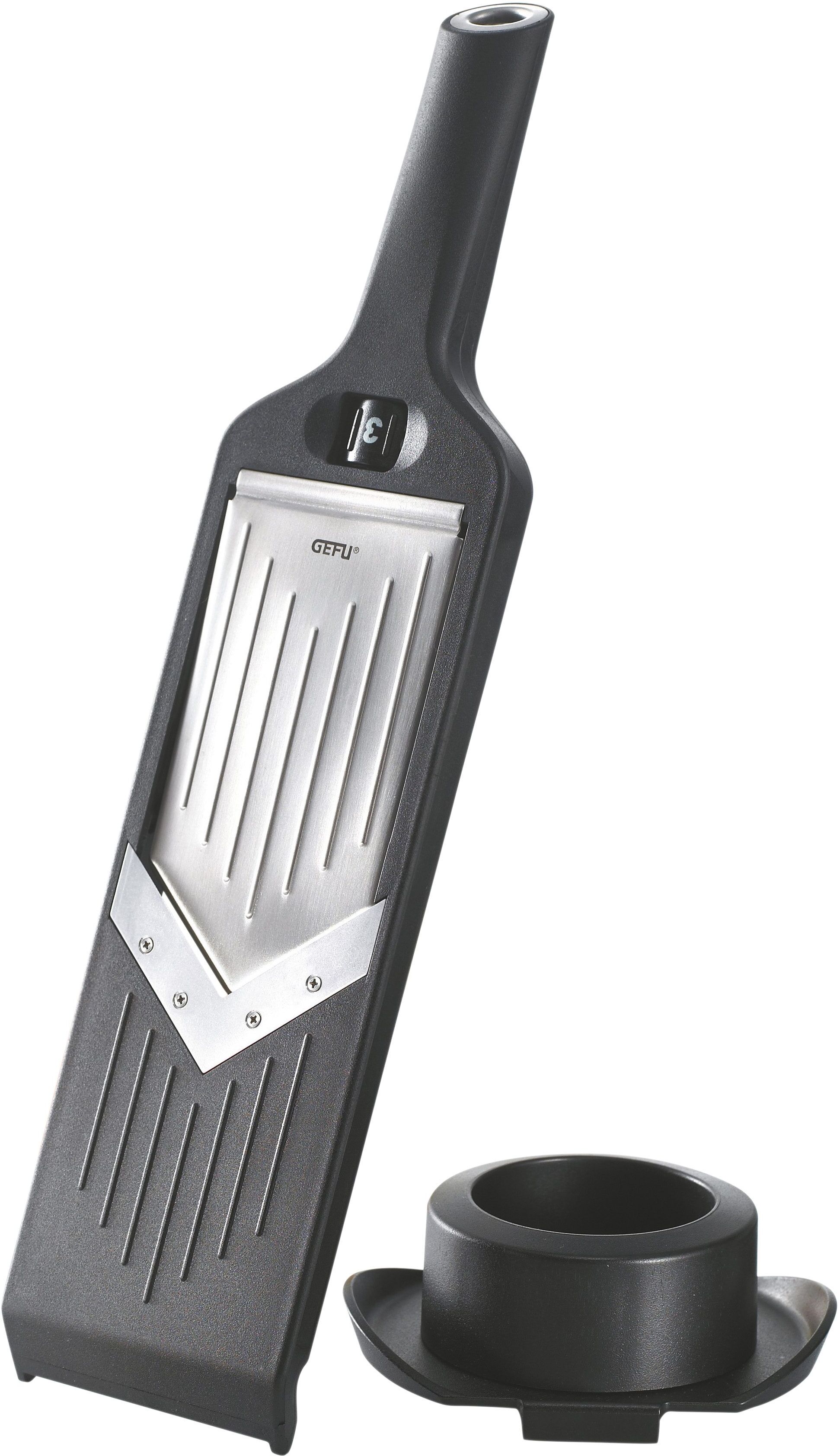 Gemüsehobel GEFU "VIOLI", silber (schwarz, silberfarben), Edelstahl, Kunststoff, Küchenreiben, Gemüsehobel schwarz, silberfarben Einheitsgröße
