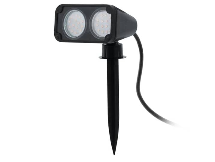 Eglo projecteur à piquer Nema 1\, lampe extérieure double flamme\, lampe à piquer en plastique\, couleur : noir\, douille : GU10\, IP44