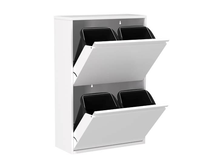 Abfalleimer Metall 4 Fächer 68L weiss