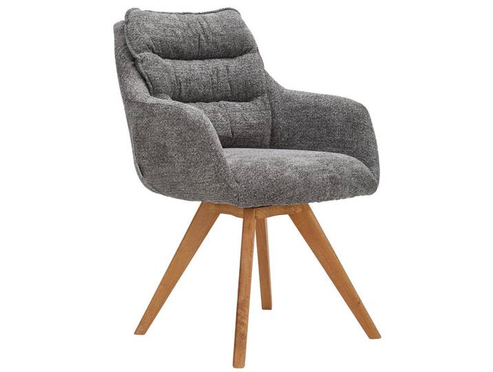 Armlehnstuhl, Anthrazit, 59x86x69.5 cm, Holz & Textil, Vollmassiv, Modern, Linea