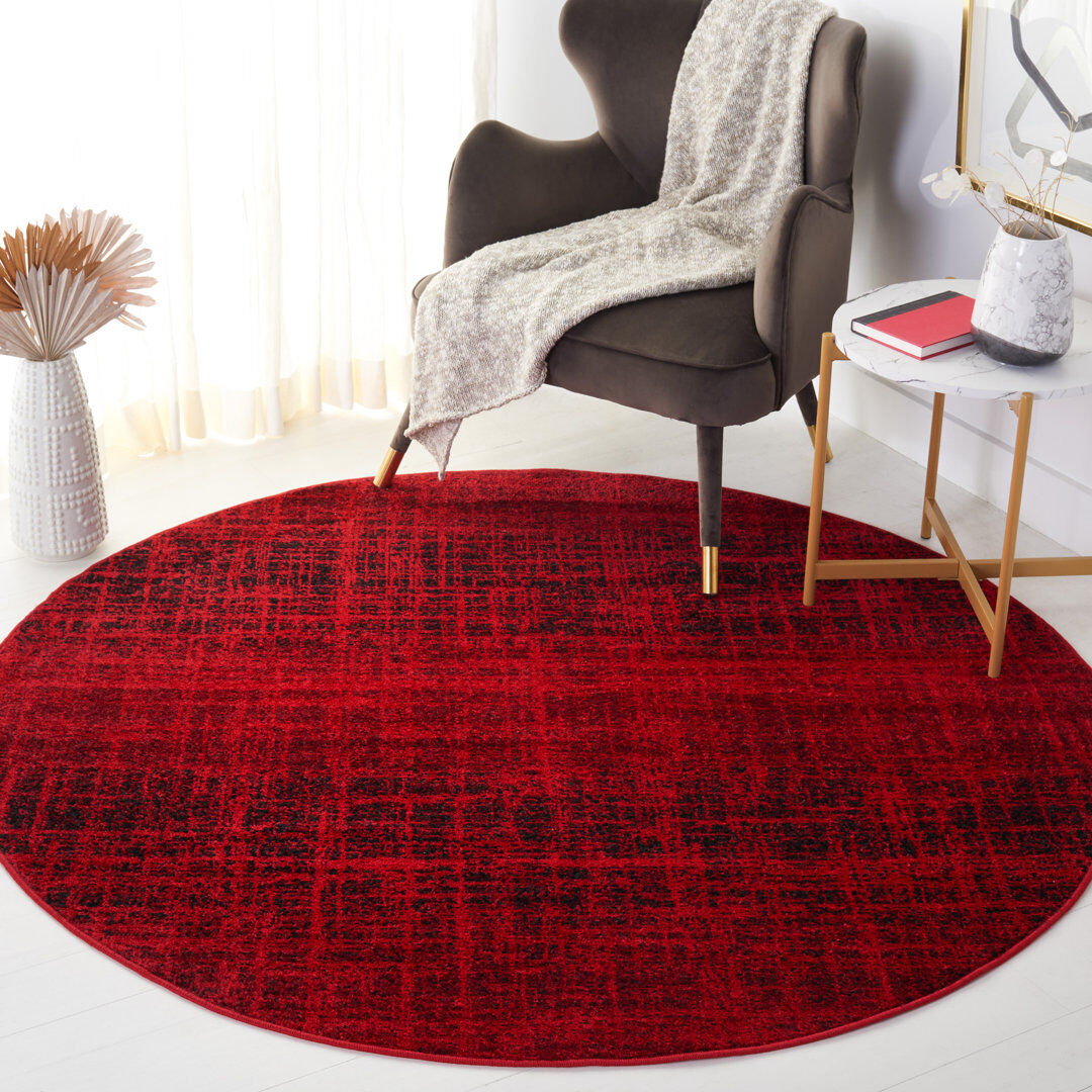 Rio Stonyford Abstract Area Rug Red Round 183cm