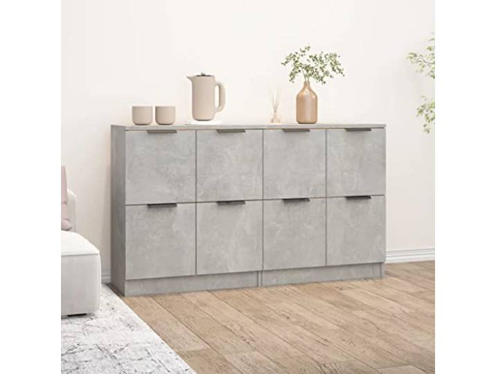 ARKEM Sideboards 2 STK Betongrau 60x30x70 cm Holzwerkstoff Wohnzimmerschrank Vorratsschrank Sideboard Wohnzimmer Sideboard Flur