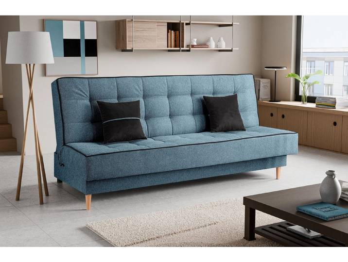 freiraum Schlafsofa Schlafsofa >Bono< in blau, Strukturstoff - 199x91x91cm (BxHxT), in blau, Strukturstoff - 199x91x91cm (BxHxT)