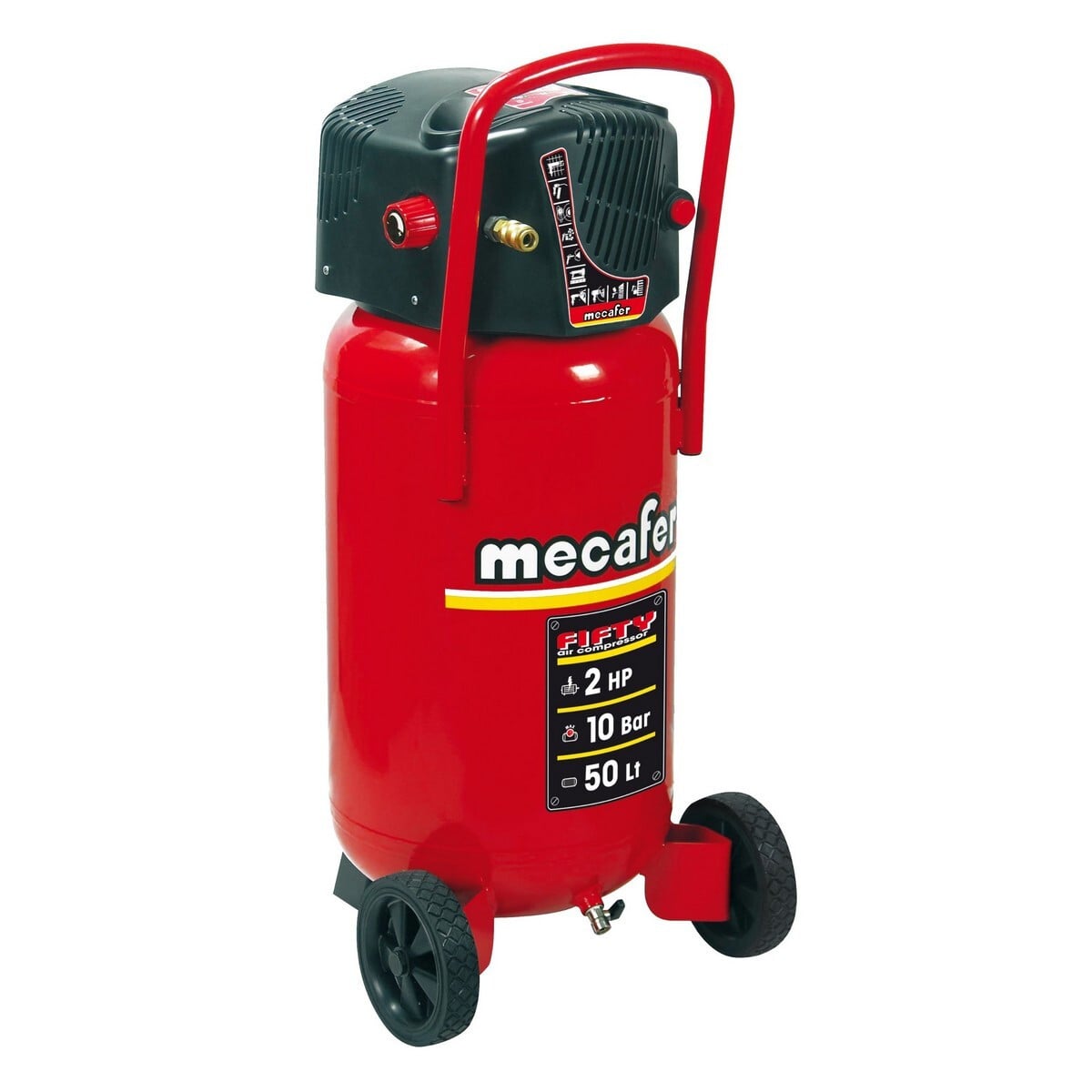 Mecafer FIFTY verticale luchtcompressor, 1500 W, 10 bar, 50 liter