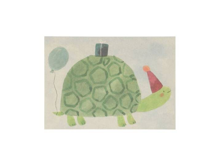 Kaart, schildpad met feesthoed