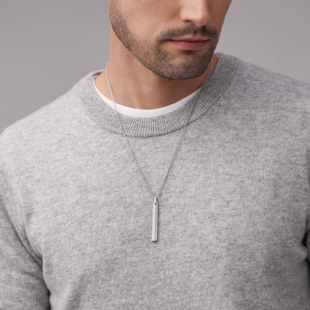 Collier Fossil En Acier Homme