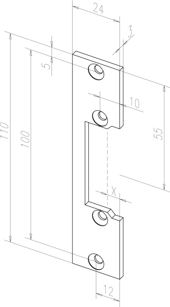 ASSA ABLOY Flachschließblech effeff für Türöffner 106, Stahl -------10640-01