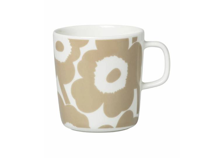 Marimekko - Oiva Unikko Becher mit Henkel 400 ml, weiss / beige