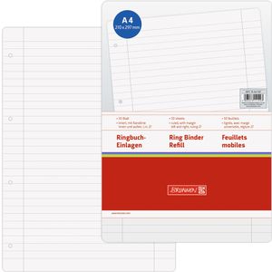 Brunnen Ringbucheinlagen 1066927, A4, 70g/m², 50 Blatt, 4-fach gelocht, liniert mit Rand