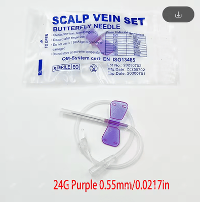 Inspire Picks Disposable Pet Butterfly Infusion Needle Veterinary IV Infusion Needle For Pet Medical Care 24g Purple 100pcs