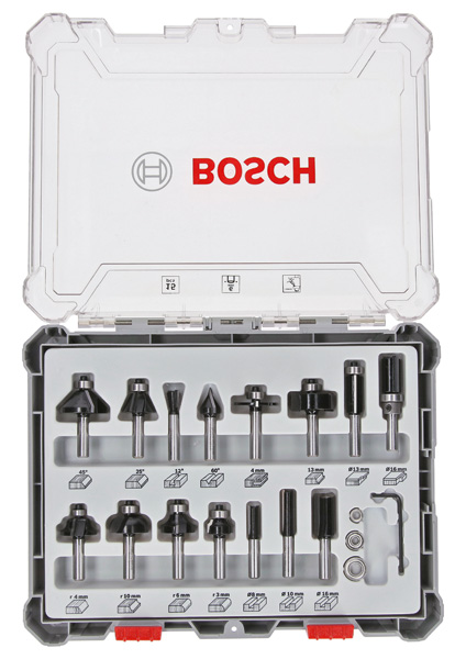Bosch 15-teiliges Fräser-Set, 6-mm-Schaft 2607017471