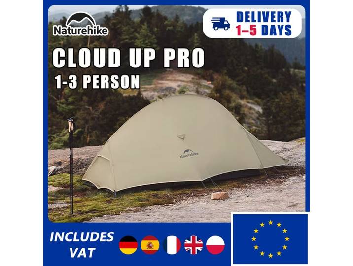 Tente ultralégère Naturehike Cloud Up PRO UL Base pour 1 à 2 personnes, imperméable, pour la randonnée en plein air, la plage, en nylon 20D 210T, pour le camping et la randonnée