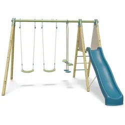 Trigano Schaukelanlage aus Holz/Metall – 3 Spielelemente mit Rutsche – OPTIMA 2 – ALEO BY