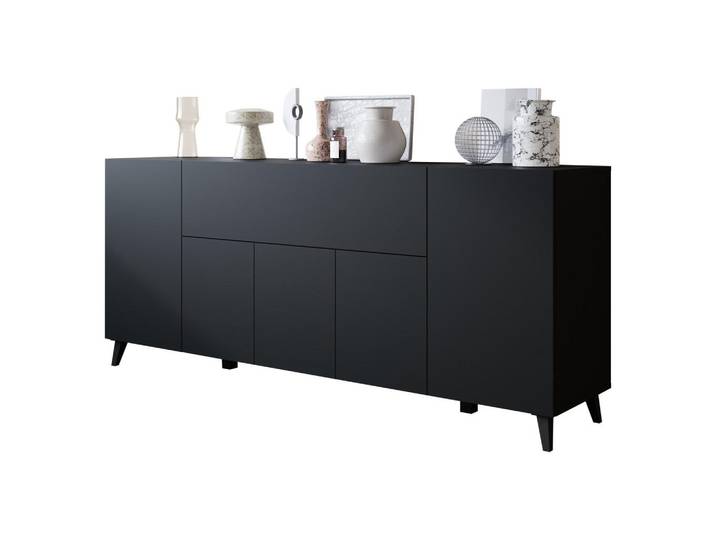 Mirjan24 Sideboard Phuket 180, Graphitfarben, Kunststoff, Rechteckig,Rechteckig, 180x76x38 cm, Kleinmöbel, Kommoden, Sideboards