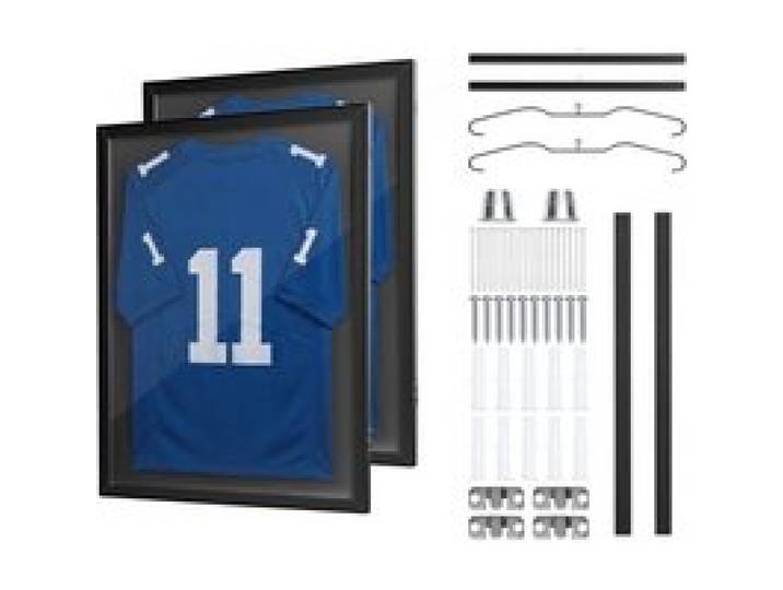 VEVOR 2 x Trikotrahmen 590 x 795 mm, Holz-Trikot-Bilderrahmen mit PC-Platte und 98 % UV-Schutz, Objektrahmen mit Aufhänger & Magnetverschluss für Baseball-, Basketball-, Football- und Hockeytrikots
