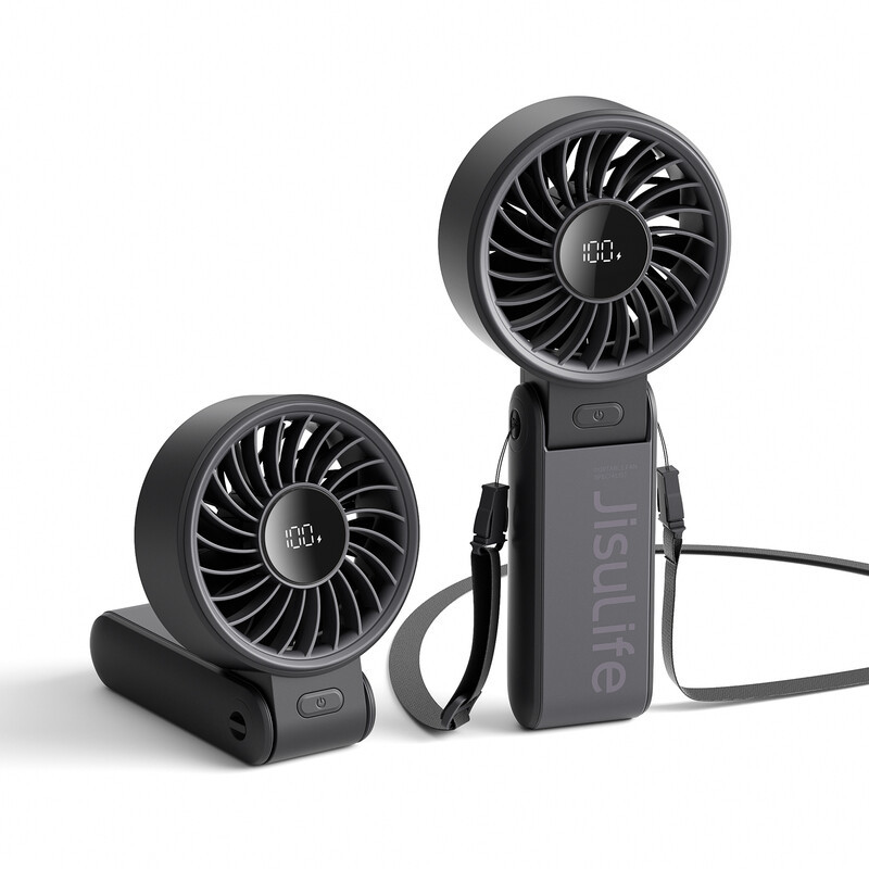 JISULIFE Draagbare handventilator Life 7, 5000 mAh oplaadbaar, zwart