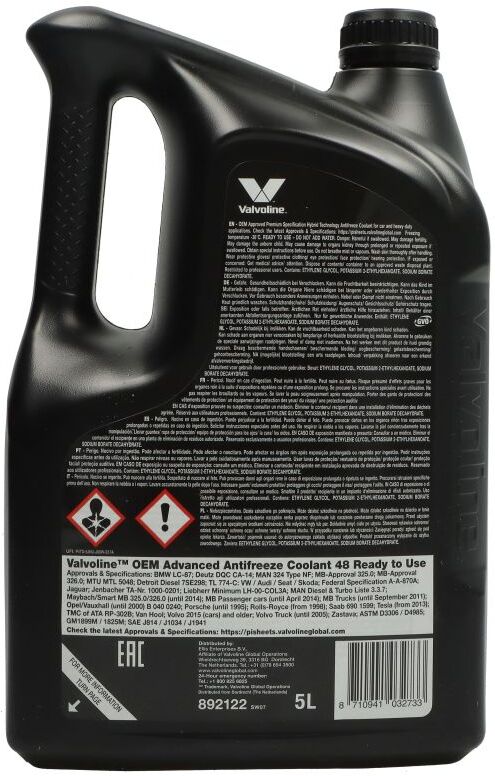 Kühlmittelflüssigkeit Typ G11/G48 VALVOLINE ADVANCED AFC48 RTU 5L