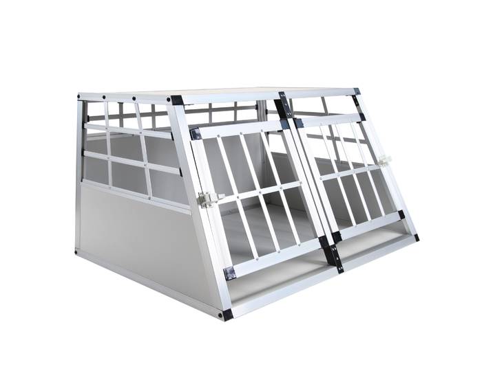 Hundebox Doppelbox Alu S grau