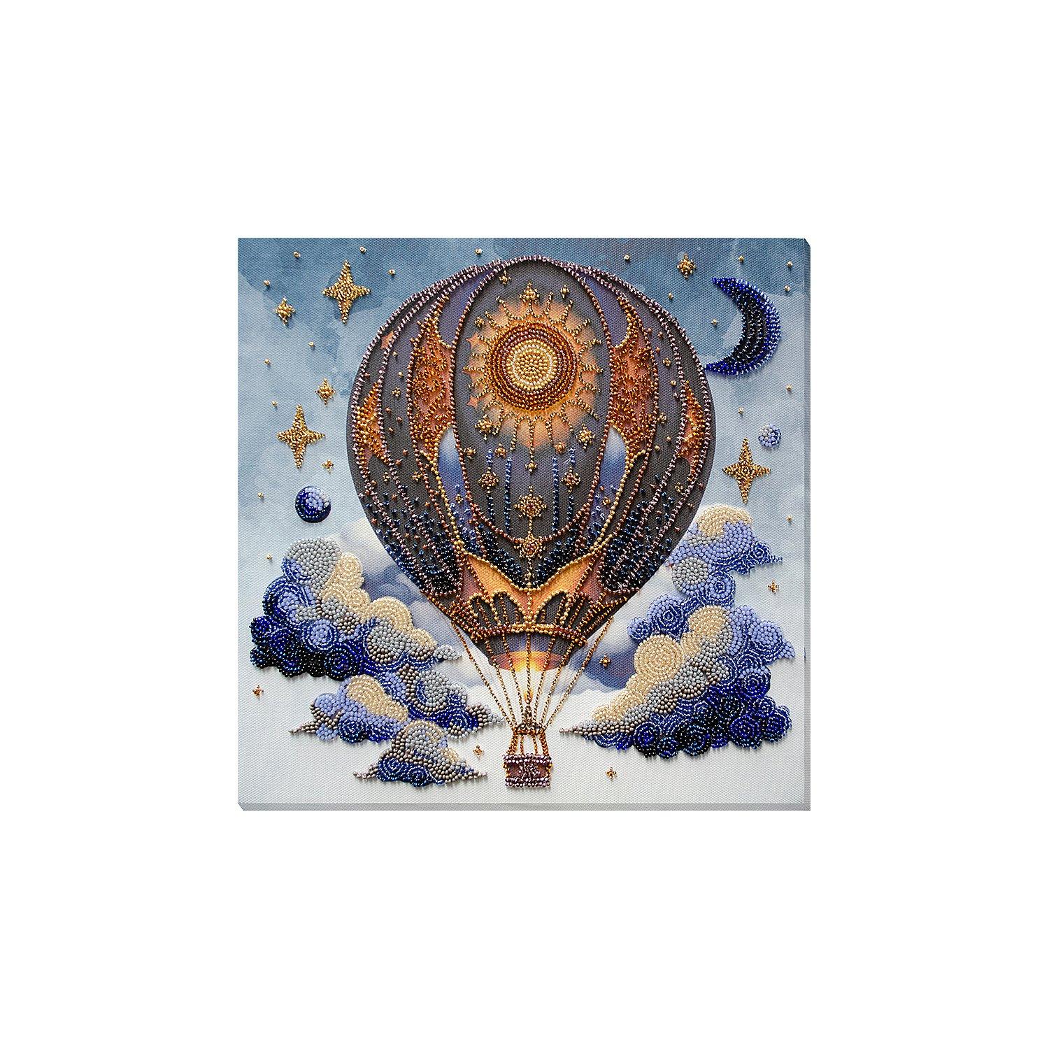 Perlen-Stickbild "Ballonfahrt", 28 x 28 cm