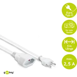 GOOBAY 50507 - Verlängerung Eurostecker, 3 m , weiß