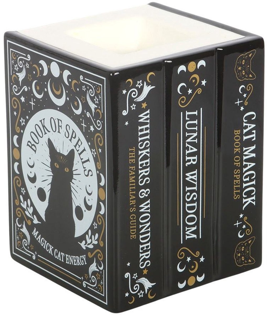 Something Different Black Cat Book of Spells en Wax Warmer Oliebrander - Zwart