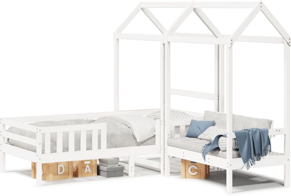 vidaXL Ensemble de lit et de banc avec toit sans matelas 80x200 cm