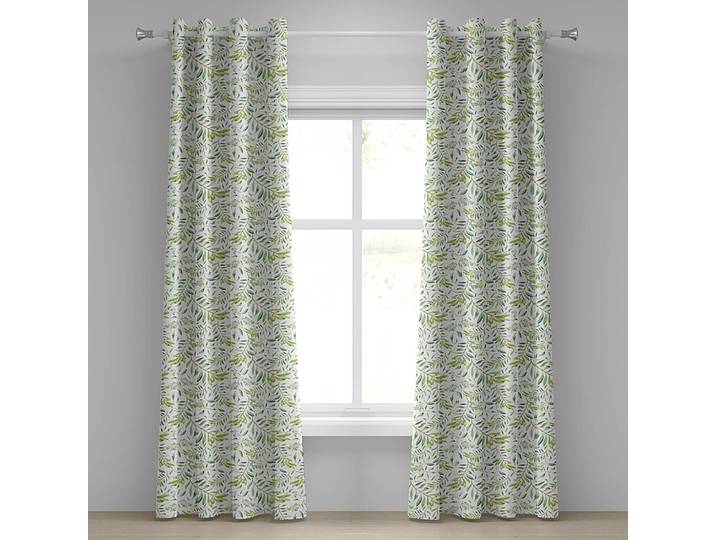 Ösenvorhang Olivenzweig 2er-Set 260cm Grün/Creme/Limette
