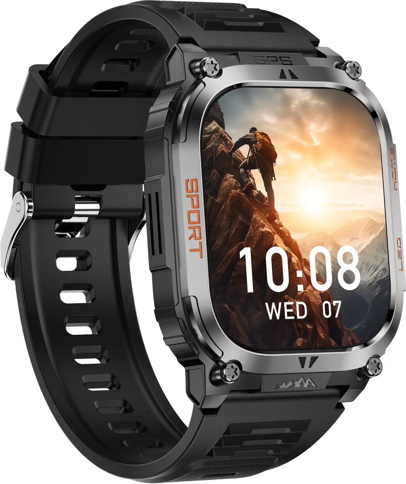 INF GPS-Sport-Smartwatch mit Herzfrequenz- und Schlafüberwachung – 178 Sportmodi Schwarz