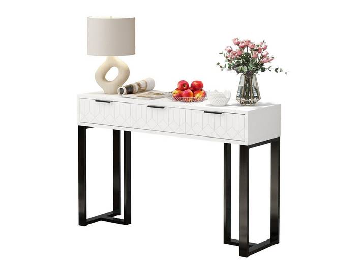 Fine Life Pro Konsolentisch Eleganter Konsolentisch in Weiß & Gold – Modernes Design mit Stauraum