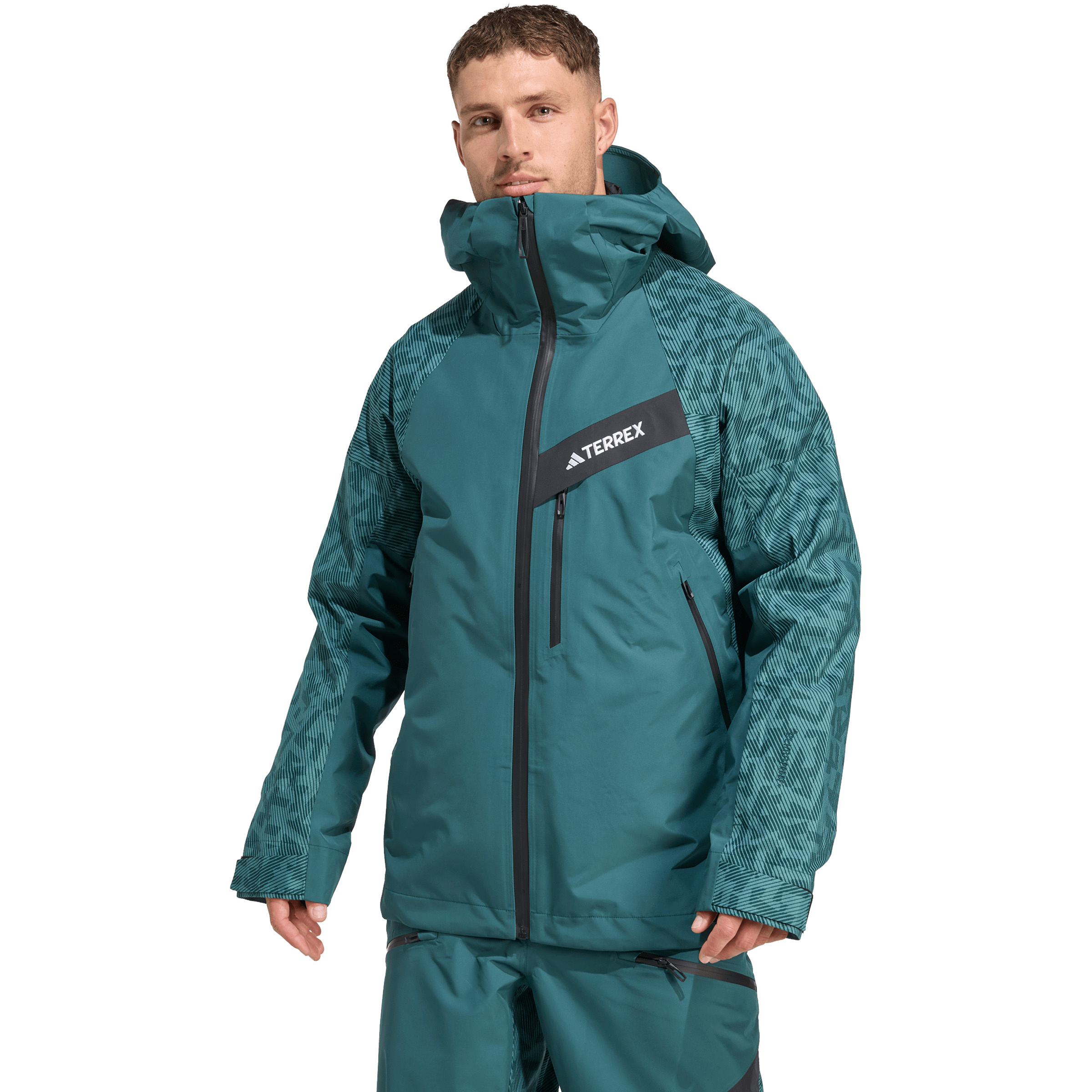 adidas Terrex Techrock Hybrid Primeknit Climaproof Herren Regenjacke gruen Größe M Freeride | Skifahren Elastisch Wasserabweisend